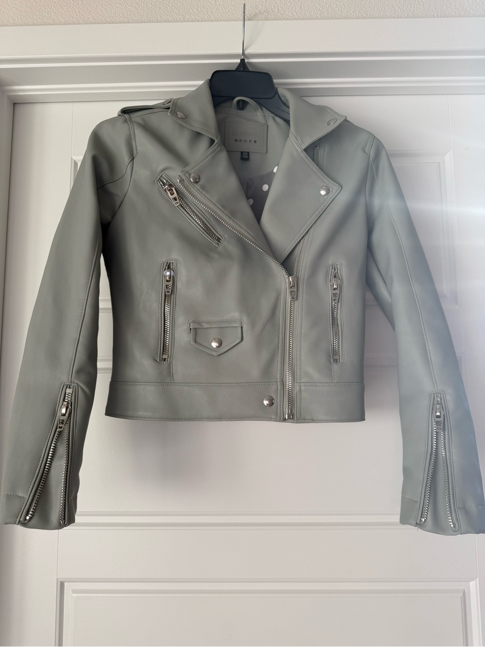 Blank NYC Sage Green Leather Moto Jacket